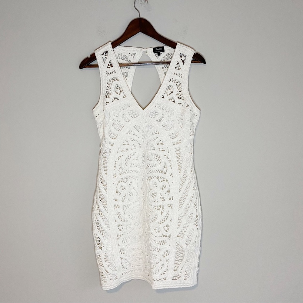 Bardot White Crochet Bodycon Dress